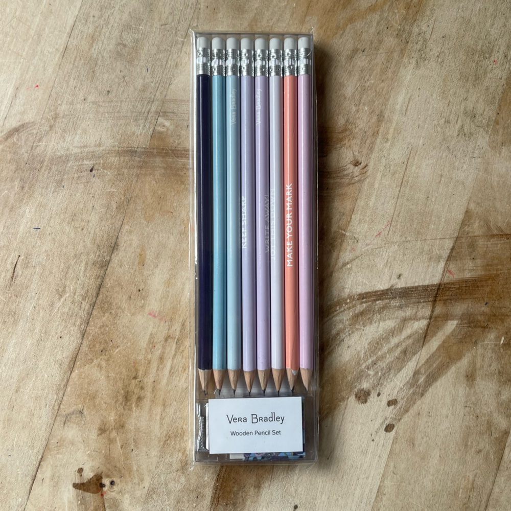 NIB Vera Bradley No.2 Graphite Wooden Pencil Set Of 8 Butterfly By Design